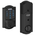 Schlage Residential Grade 2 Touchscreen Deadbolt Lock, Connect Series, Camelot Trim, Matte Black Finish BE468ZP CAM 622